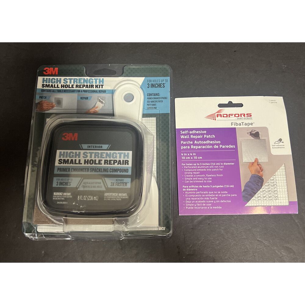 3M High Strength Small Hole Repair Kit + Adfors Fibatape 4x4 Patch Hole Rapair